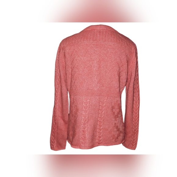 Sundance Womens Villa Cable Knit Coral Cardigan Sweater Size Medium - Picture 3 of 13